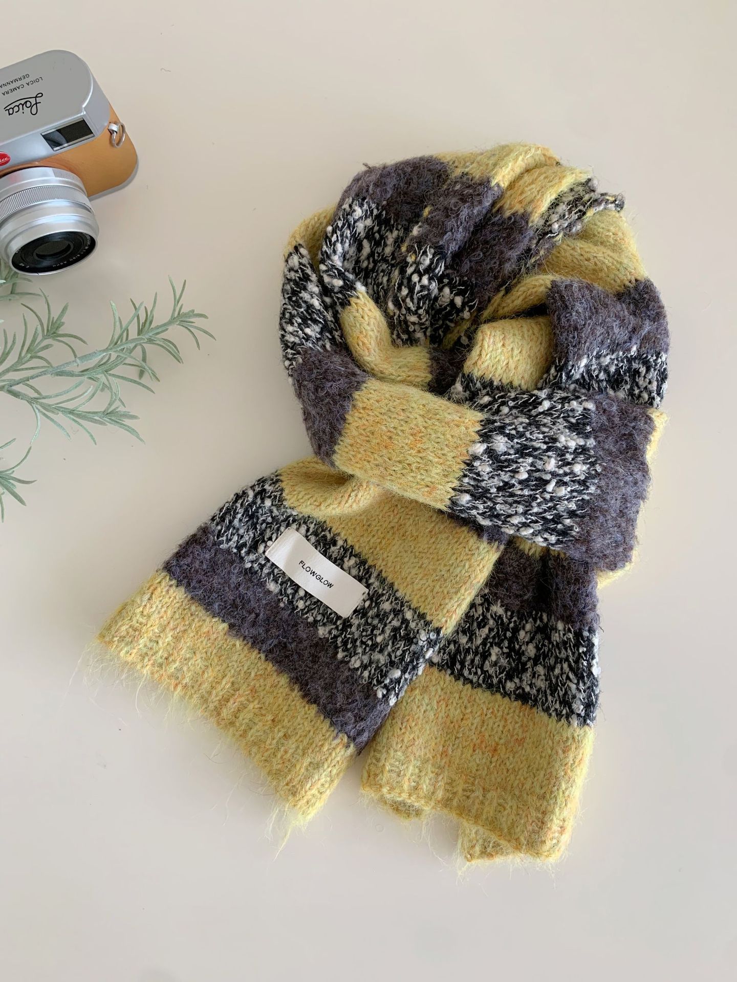 Korean-style Color-block Striped Scarf For Women - Image 10