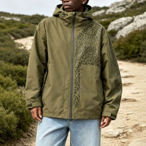 Men's Jacket Changes Color When Exposed To Water, Outdoor Sports Leopard Print