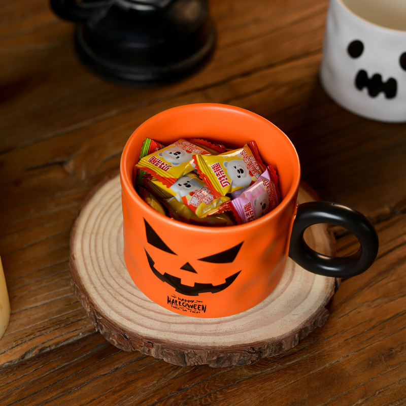 Pumpkin Ceramic Cup Party Favor Ceramic Cups With Handle Portable Cute Halloween Gift Mug Durable Halloween Party Supplies - Image 3