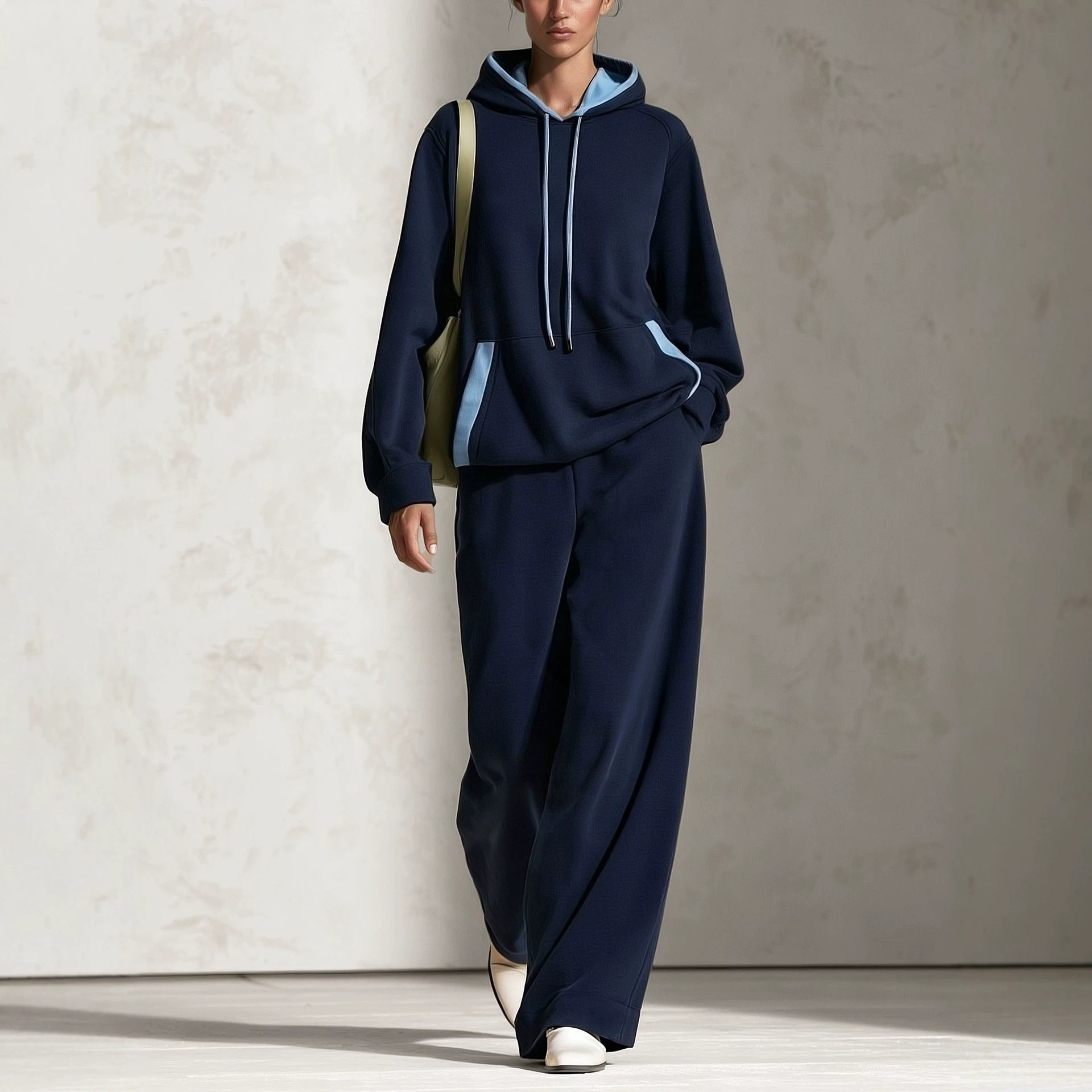 Hooded Sweatshirt And Wide-leg Pants Fashion Set - Image 2